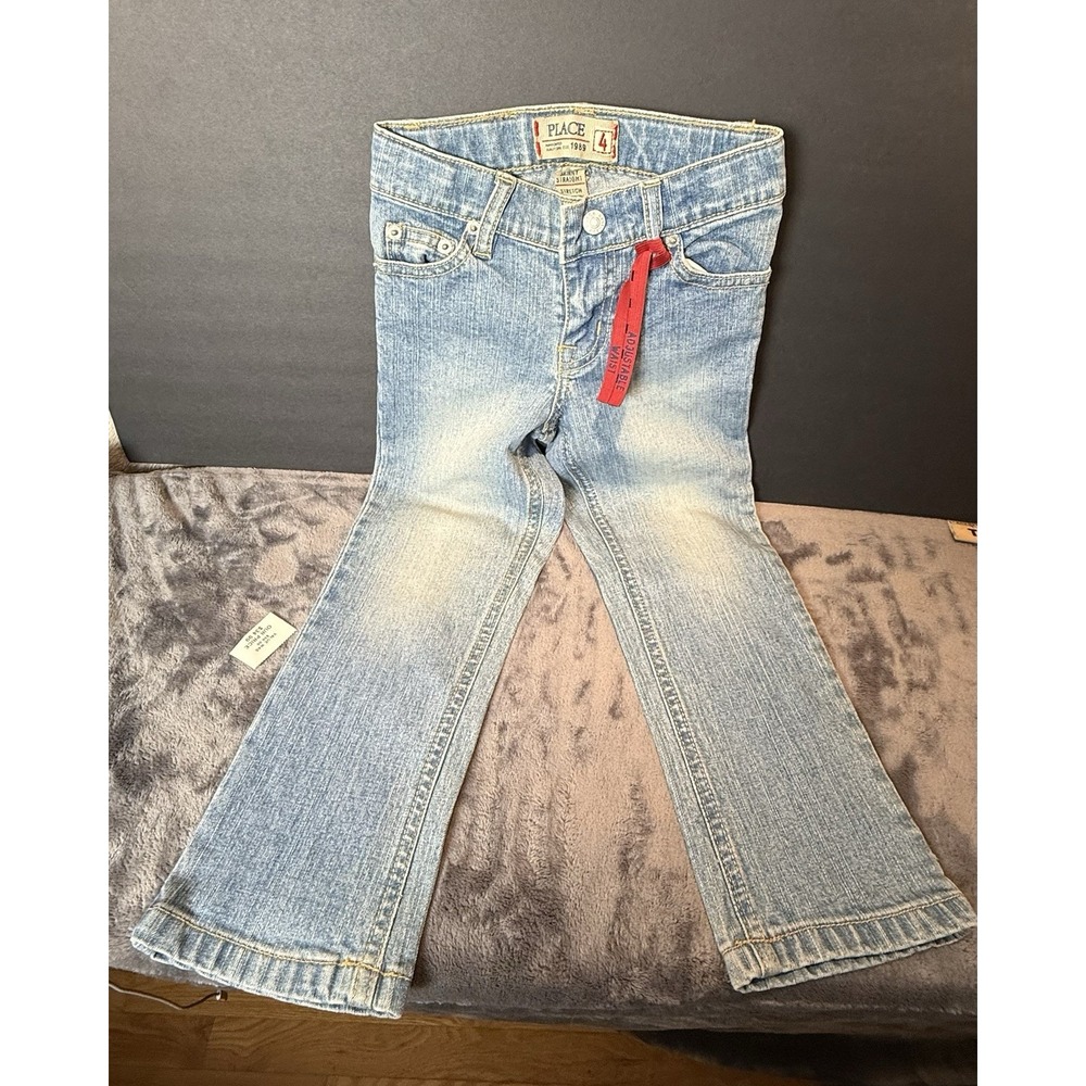 The Children's Place Girl's Skinny Straight denim blue‎ Jeans Adjustable Size 4T